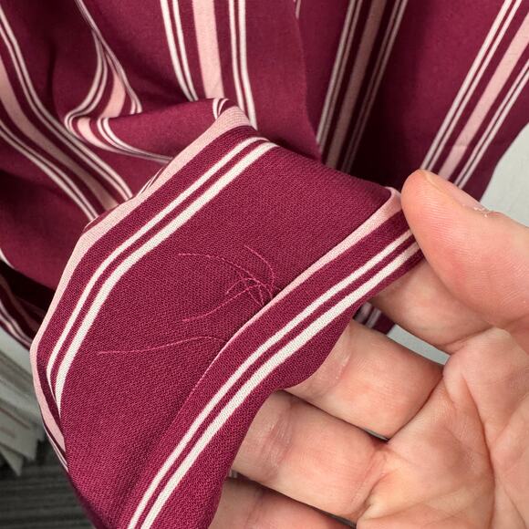 Forever 21 Contemporary Maroon Striped Wide Leg Pants Smocked Waist Small - Picture 4 of 9